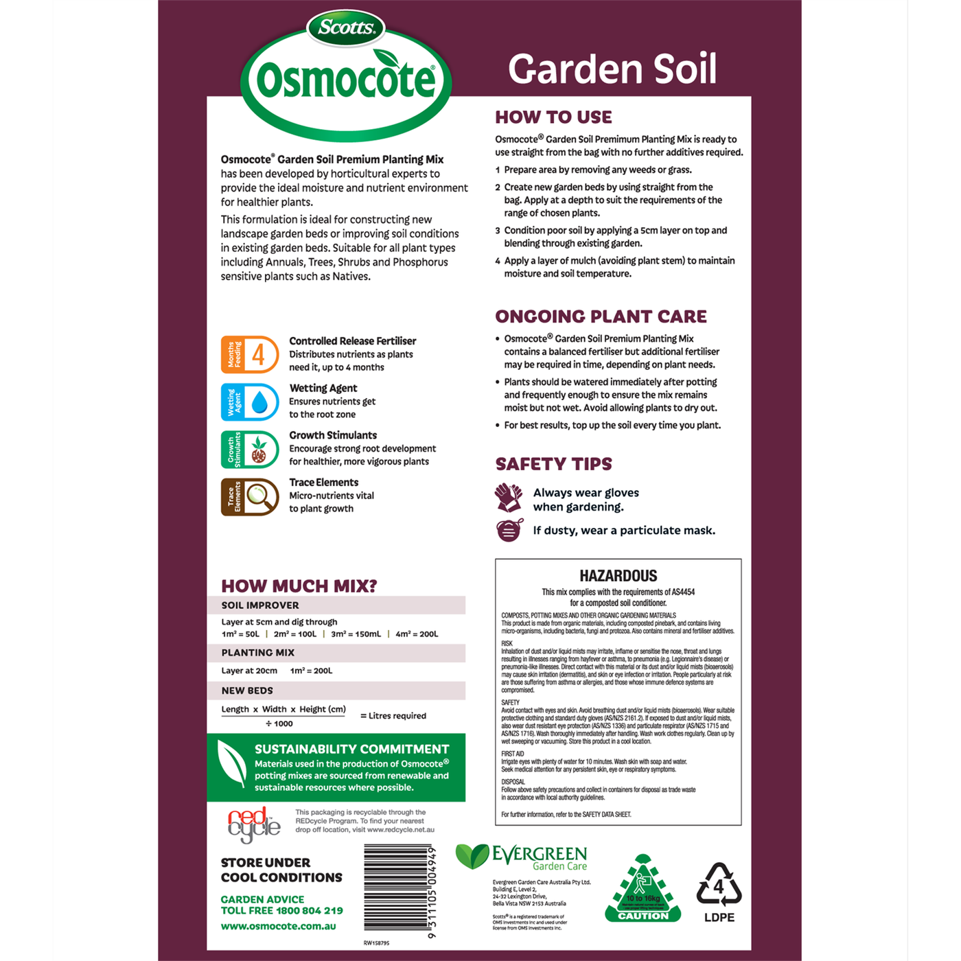 Scotts Osmocote 25L Garden Soil Premium Planting Mix