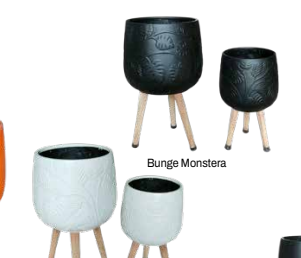 Bunge Black & White Tripod Planters – Set of 2