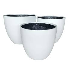 MonoLite White Egg Jumbo Planter Set – Set of 3