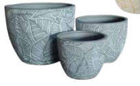 Philo Leaf White on Grey – Set of 3